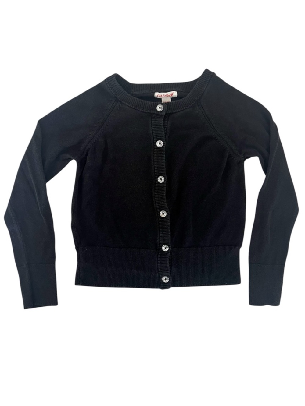 Cat & Jack Girls Cardigan Size S 6/6X Black Sweater Sparkle Buttons